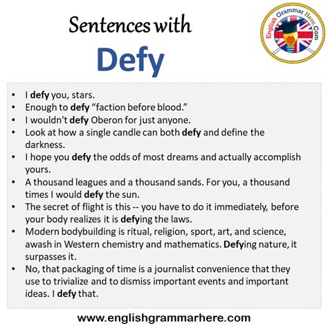 defy sentence|dictionary with sentence example.